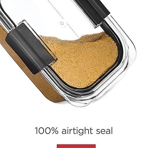 Rubbermaid Brilliance Airtight Food Storage Container For Pantry With Lid For Flour, Sugar, And Rice, 16-Cup, Clear/Grey 3 Rubbermaid Brilliance Airtight Food Storage Container For Pantry With Lid For Flour, Sugar, And Rice, 16-Cup, Clear/Grey - Image 3