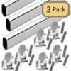 60" Oval Closet Rod With End Supports - Polished Chrome - 3 Sets