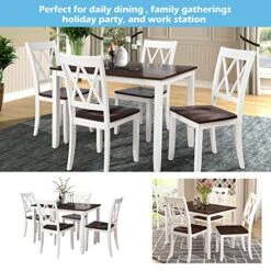 5-Piece Dining Table Set, Solid Wood Home Kitchen Table And 4 Cross Back Chairs, Farmhouse Rustic Style Compact Dinette Set For Small Space (Cherry+W2) -Songmics Furniture Shop 51Ja5ZiVa8L