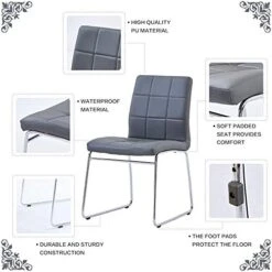 WENYU 5 Pieces Glass Dining Table Set, Round Kitchen Table With Clear Tempered Glass Top, Modern Dining Table And Chairs Set For 4 Person (Table + 4 Gray Chairs) 17 WENYU 5 Pieces Glass Dining Table Set, Round Kitchen Table With Clear Tempered Glass Top, Modern Dining Table And Chairs Set For 4 Person (Table + 4 Gray Chairs) -Songmics Furniture Shop 51JaFSRGkhL