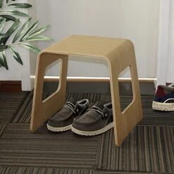 Briteman 2 Pack Bamboo Stackable Dining Bench, Simple Creative Square-Hole Bamboo Stools One-Piece Bending Process For Office Kitchen Bathroom Bedroom, Installation-Free (2) -Songmics Furniture Shop 51JcIj3L2RL