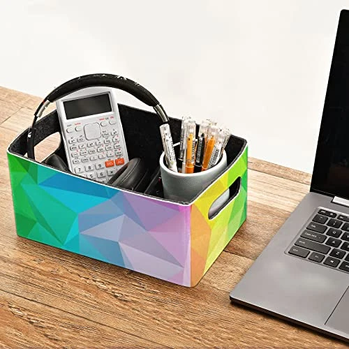 Rainbow Mosaic Storage Basket Felt Storage Bin Collapsible Towel Storage Convenient Box Organizer For Pet Supplies Magazine 3 Rainbow Mosaic Storage Basket Felt Storage Bin Collapsible Towel Storage Convenient Box Organizer For Pet Supplies Magazine - Image 3