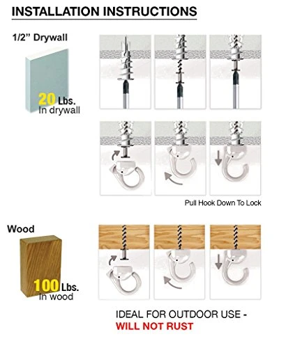 Hangman Products Elephant Hook Ceiling Hanger - (White) Pack Of 2 Hangers 2 Hangman Products Elephant Hook Ceiling Hanger - (White) Pack Of 2 Hangers - Image 2