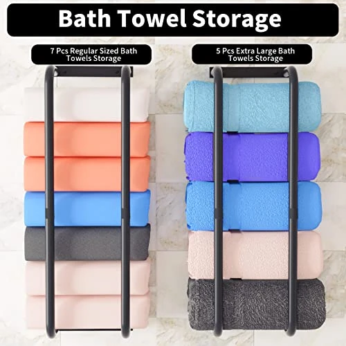 YYP Towel Racks For Bathroom, Towel Rack Wall Mounted, Stainless Steel Towel Holder For Bathroom Wall, Easy To Install Bathroom Towel Storage, Black 4 YYP Towel Racks For Bathroom, Towel Rack Wall Mounted, Stainless Steel Towel Holder For Bathroom Wall, Easy To Install Bathroom Towel Storage, Black - Image 4