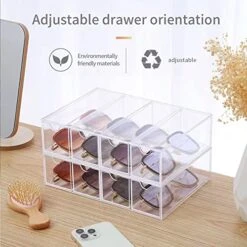 Aiscahent 4 Drawer Stackable Glasses Case Storage Organizer For Dresser, Bathroom, Bedroom, Desk, Office, 2.5" X 6.9" X 9.7", Clear -Songmics Furniture Shop 51Jmjsp2FzL