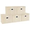 TYEERS Large Collapsible Storage Bins With Lids, Patterns, Washable, Fabric Decorative Storage Boxes For Home Office Storage, 17.3x11.8x11.4 Inches, 5 Pack, Beige