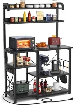 Topfurny Baker's Rack With Power Outlet, Coffee Station, Microwave Oven Stand, Kitchen Shelf, Microwave Cart, 7-Tier Microwave Stand Or Coffee Bar Table Organizer, For Spice, Pots And Pans Organizer -Songmics Furniture Shop 51JsCpWYG0L. AC