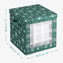 Navaris Christmas Bauble Storage Box - X-Mas Tree Decorations Storage Container With Festive Design - For 64 Baubles And Ornaments - Green -Songmics Furniture Shop 51JsECKzrbL