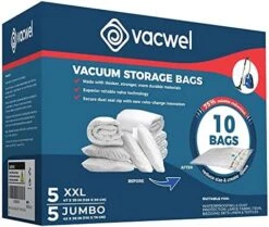 Vacwel 3-Pack XXL - Vacuum Storage Bags - Space Saver Bags For Clothes Storage – XL Comforters - Mattress Topper - Blanket Storage – Vacuum Sealer Bags – Ziplock Sealed - 3x XXL Bags (47x35in) - Bonus 1x Large Bag (32x21in) 22 Vacwel 3-Pack XXL - Vacuum Storage Bags - Space Saver Bags For Clothes Storage – XL Comforters - Mattress Topper - Blanket Storage – Vacuum Sealer Bags – Ziplock Sealed - 3x XXL Bags (47x35in) - Bonus 1x Large Bag (32x21in) -Songmics Furniture Shop 51JtaCxCzrL. AC