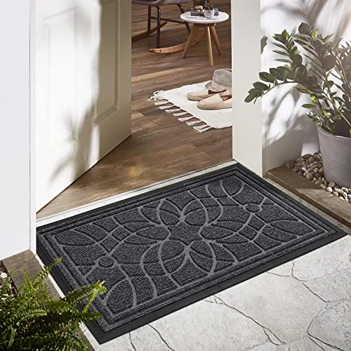 DEXI Front Door Mat, Welcome Mat Heavy Duty Durable Low Profile Outside Doormat For Entryway, Patio, Garage, High Traffic Areas, 17"X29", Grey 3 DEXI Front Door Mat, Welcome Mat Heavy Duty Durable Low Profile Outside Doormat For Entryway, Patio, Garage, High Traffic Areas, 17"X29", Grey - Image 3