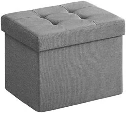 SONGMICS Ottoman Storage Bench, 21 Gal. Folding Chest With Breathable Linen-Look Fabric, Holds 660 Lb, For Entryway, Living Room, Bedroom, Light Gray ULSF001G02 -Songmics Furniture Shop 51JvLBgsiYL. AC
