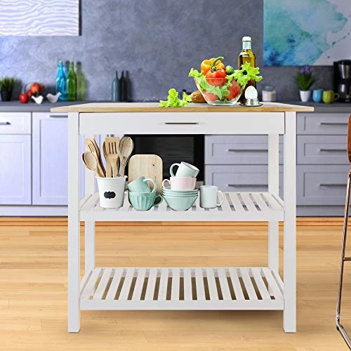 Casual Home Solid Hardwood Top, Natural/White, 40" W (373-91) Kitchen Island, Natural&White 2 Casual Home Solid Hardwood Top, Natural/White, 40" W (373-91) Kitchen Island, Natural&White - Image 2