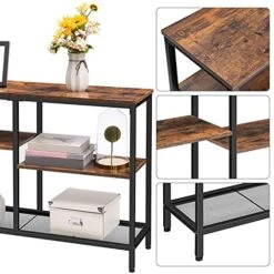 HOOBRO 43.3” Console Table, 4-Tier Industrial Bookshelf, Narrow Entryway Table, Sofa Table, Bookcase, Storage Shelf, Entrance Table, Hallway, Living Room, Bedroom, Rustic Brown BF28XG01 5 HOOBRO 43.3” Console Table, 4-Tier Industrial Bookshelf, Narrow Entryway Table, Sofa Table, Bookcase, Storage Shelf, Entrance Table, Hallway, Living Room, Bedroom, Rustic Brown BF28XG01 -Songmics Furniture Shop 51K390YdA1L