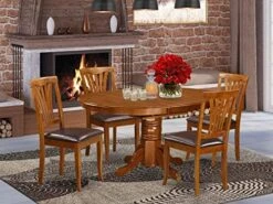East West Furniture AVON5-SBR-C Dining Set, Linen Fabric Seat 19 East West Furniture AVON5-SBR-C Dining Set, Linen Fabric Seat -Songmics Furniture Shop 51K3tLCANjL. AC