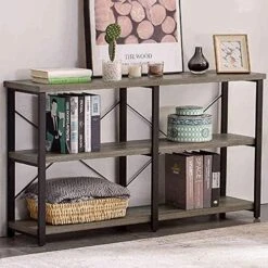 GRELO HOME Foyer Tables For Entryway, Rustic Narrow Console Table For Living Room, 3-Tier Industrial Sofa Table, 39 Inch Gray Oak -Songmics Furniture Shop 51K7JPAGgrS. AC