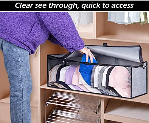 KIMBORA 2 PCS Wide Hat Storage For Baseball Caps Organizer With 2 Sturdy Handles Hat Racks Holder Grey Capbox Stackable For Home Travel 6 KIMBORA 2 PCS Wide Hat Storage For Baseball Caps Organizer With 2 Sturdy Handles Hat Racks Holder Grey Capbox Stackable For Home Travel - Image 6