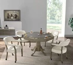 Set Of 4 Dining Chair With Casters, Leather Chair With Caster & Nailhead Trime Dining Chairs With Rollers Curving Backrest Chairs With Wheels Kitchen Table Rolling Chair,Espresso&Beige 1910BG -Songmics Furniture Shop 51KDXlZYZJL. AC