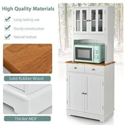 Giantex Kitchen Pantry, 67" Buffet Hutch Cabinet With 2 Storage Cabinets And Drawers, Wood Sideboard Cupboard With Countertop & Cable Hole, Freestanding Microwave Stand With Storage, White 10 Giantex Kitchen Pantry, 67" Buffet Hutch Cabinet With 2 Storage Cabinets And Drawers, Wood Sideboard Cupboard With Countertop & Cable Hole, Freestanding Microwave Stand With Storage, White -Songmics Furniture Shop 51KDi2s0X9L