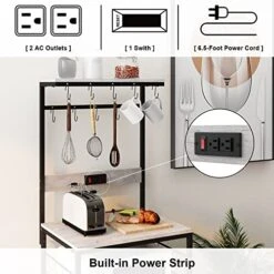 GiftGo Kitchen Bakers Rack With Power Outlet, Coffee Bar Table 4 Tiers, Kitchen Microwave Stand Multifunctional Kitchen Storage Shelf Rack For Spices, Pots And Pans (Grey) -Songmics Furniture Shop 51KK5bJgBzL