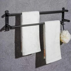 Towel Bars Freely Retractable 20-30 Inche Stainless Steel 304 Bath Towel Rack Strong 3M Adhesive Bathroom Wall-mounting Free Mounting Hole-Installing Washroom Kitchen Space Saving Black-3 Bars 21 Towel Bars Freely Retractable 20-30 Inche Stainless Steel 304 Bath Towel Rack Strong 3M Adhesive Bathroom Wall-mounting Free Mounting Hole-Installing Washroom Kitchen Space Saving Black-3 Bars -Songmics Furniture Shop 51KKXuApFlL. AC