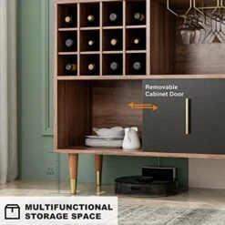 IKIFLY Accent Kitchen Buffet Sideboard With Storage, Wood Cabinet Server Cupboard With 12 Wine Bottle Rack, Stemware Holder And Drawers, Console Table For Kitchen Living Room, 47 Inch - Walnut/Black -Songmics Furniture Shop 51KYLpzYitL