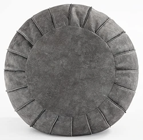 C COMFORTLAND Unstuffed Faux Suede Ottoman Pouf, Round Foot Rest Poof Ottomans, Floor Foot Stool Poufs, Bean Bag Chair Cover With Storage For Living Room, Bedroom, Or Wedding Gifts Grey 7 C COMFORTLAND Unstuffed Faux Suede Ottoman Pouf, Round Foot Rest Poof Ottomans, Floor Foot Stool Poufs, Bean Bag Chair Cover With Storage For Living Room, Bedroom, Or Wedding Gifts Grey - Image 7