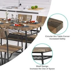 STHOUYN 43" Dinning Table Sets For 4, Industrial Rectangular Kitchen Table And Chairs Set, Metal Frame & Storage Rack, Kitchen, Dining Room, Dinette, Breakfast Small Space (Brown (5 Piece)) 11 STHOUYN 43" Dinning Table Sets For 4, Industrial Rectangular Kitchen Table And Chairs Set, Metal Frame & Storage Rack, Kitchen, Dining Room, Dinette, Breakfast Small Space (Brown (5 Piece)) -Songmics Furniture Shop 51KiU0FbTzL