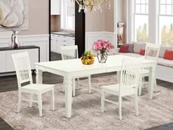 East West Furniture Dining Table Set, 9-Piece, ALGWE9-LWH-W -Songmics Furniture Shop 51Kk8QQr6rL. AC