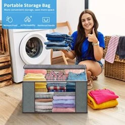 6 Pack 90L Large Storage Bags & 6 Pack 60L Clothes Storage Bags, Clothes Storage Bins Foldable Closet Organizers With Durable Handles With Clear Window For Clothes Pillow Blankets Bedding -Songmics Furniture Shop 51Kp2c7cliL