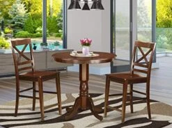 East West Furniture JAQU5-BLK-W 5 Piece Counter Height Dining Table Set Includes A Round Kitchen Table With Pedestal And 4 Dining Room Chairs, 36x36 Inch, Black & Cherry -Songmics Furniture Shop 51KyHPEF5vL. AC