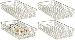 MDesign Shallow Metal Wire Basket For Storage Pantry - Kitchen Organization Basket With Handles - Bin Basket For Organizing Cabinets Or Countertop - Concerto Collection - 4 Pack - Bronze 21 MDesign Shallow Metal Wire Basket For Storage Pantry - Kitchen Organization Basket With Handles - Bin Basket For Organizing Cabinets Or Countertop - Concerto Collection - 4 Pack - Bronze -Songmics Furniture Shop 51L W2nEgZL. AC