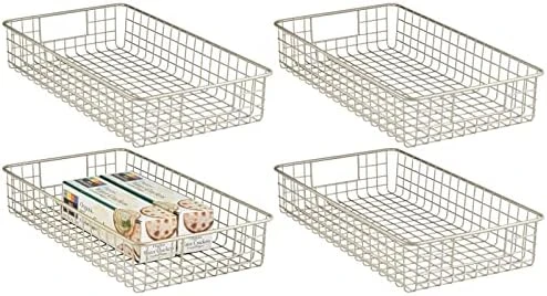 MDesign Shallow Metal Wire Basket For Storage Pantry - Kitchen Organization Basket With Handles - Bin Basket For Organizing Cabinets Or Countertop - Concerto Collection - 4 Pack - Bronze 7 MDesign Shallow Metal Wire Basket For Storage Pantry - Kitchen Organization Basket With Handles - Bin Basket For Organizing Cabinets Or Countertop - Concerto Collection - 4 Pack - Bronze - Image 7