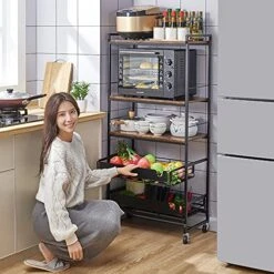 LGXSHOP Kitchen Bread Rack, Vertical Bread Rack, Multipurpose Storage Rack 4 Tier Kitchen Microwave Rack, Kitchen Storage Rack For Spices, Pots And Pans.