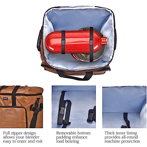 Zippered Kitchen Mixer Storage Bag Water Resistant Thicken Storage Shoulder Bag,PU Leather Fabric, Portable Storage Bag For KitchenAid Mixers And Extra Accessories (Fits For 6-8 Quart, Brown) 2 Zippered Kitchen Mixer Storage Bag Water Resistant Thicken Storage Shoulder Bag,PU Leather Fabric, Portable Storage Bag For KitchenAid Mixers And Extra Accessories (Fits For 6-8 Quart, Brown) - Image 2