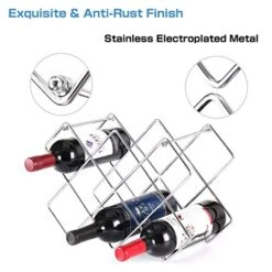 Buruis Countertop Wine Rack - 10 Bottle Wine Holder For Red White Wine Storage - Freestanding Metal Wine Rack - Small Tabletop Wine Rack - Modern Wine Bottle Holder - Silver -Songmics Furniture Shop 51L7fUSPQ6L