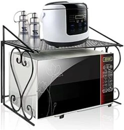 DREANNI Microwave Storage Rack Microwave Shelf, Rack For Storage Kitchen Organizer, Kitchen Supplies Kitchen Stand Organiser Countertop Space Saver/Black -Songmics Furniture Shop 51LHK3BInL. AC