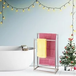 Free Standing Towel Racks For Bathroom, 2 Tier Stainless Steel Indoor Outdoor Floor Towel Rack For Hand Towel Holder Storage And Organization Modern Blanket Rack, Polished Chrome, DECLUTTR 7 Free Standing Towel Racks For Bathroom, 2 Tier Stainless Steel Indoor Outdoor Floor Towel Rack For Hand Towel Holder Storage And Organization Modern Blanket Rack, Polished Chrome, DECLUTTR -Songmics Furniture Shop 51LItUYAZwL