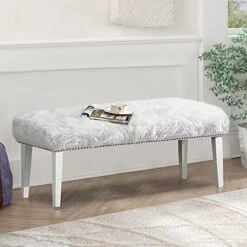 Alunaune White Bed Bench For Bedroom End Of Bench, Faux Fur Ottoman Bench Upholstered Modern Decorative Fluffy Small Entryway Bench Footrest Stool Wood Legs 15 Alunaune White Bed Bench For Bedroom End Of Bench, Faux Fur Ottoman Bench Upholstered Modern Decorative Fluffy Small Entryway Bench Footrest Stool Wood Legs -Songmics Furniture Shop 51LK6M4a9KS. AC