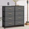 VredHom Fabric Dresser 8 Drawers Closets, Storage Chest Organizer Clothes & Nursery Storage Closets Tower With Steel Frame Wooden Top For Bedroom, Hallway, Entryway, Office (Grey)