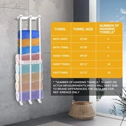 Bathroom Towel Rack New Upgrade 3 Bar Towel Holder For Rolled Towels, Wall Mounted Towel-Rack Storage For Folded Large Towel Washcloths, White -Songmics Furniture Shop 51LTQzH1sjL