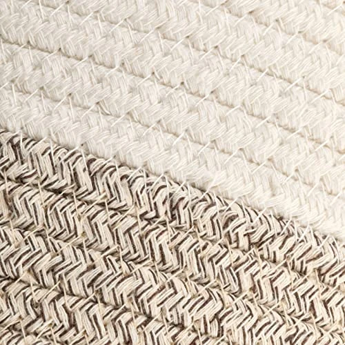 MDesign Casual Round Woven Cotton Rope Bathroom Basket With Tie Handles - Storage Organizer Set For Countertop, Floor, Closet Or Vanity, Holds Toilet Paper, Towels, Or Magazines, Set Of 2, White/Brown 5 MDesign Casual Round Woven Cotton Rope Bathroom Basket With Tie Handles - Storage Organizer Set For Countertop, Floor, Closet Or Vanity, Holds Toilet Paper, Towels, Or Magazines, Set Of 2, White/Brown - Image 5