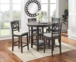 New Classic Furniture Cori 5-Piece Round Counter Dining Set With 1 Dining Table And 4 Chairs, 42-Inch, Bisque -Songmics Furniture Shop 51LdZ1KtZOL. AC 1