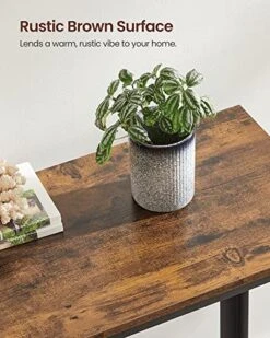 VASAGLE Console Table, 2-Tier Entryway Table With Mesh Shelf, Narrow Sofa Table, Steel Frame, Adjustable Feet, For Hallway, Living Room, Industrial Style, Rustic Brown And Black ULNT80X -Songmics Furniture Shop 51LfLDy9KqL