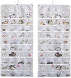 BB Brotrade Hanging Jewelry Organizer,Double Sided Jewelry Storage Organizer With Embossed Pattern,80 Clear PVC Pockets Organizer For Holding Jewelries (White) 5 BB Brotrade Hanging Jewelry Organizer,Double Sided Jewelry Storage Organizer With Embossed Pattern,80 Clear PVC Pockets Organizer For Holding Jewelries (White) -Songmics Furniture Shop 51LnaIV14L. AC