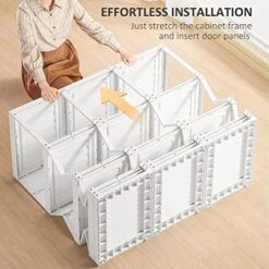 HOMCOM Portable Wardrobe Closet, Bedroom Armoire, Foldable Clothes Organizer With Cube Storage, Hanging Rods, And Magnet Doors, White 6 HOMCOM Portable Wardrobe Closet, Bedroom Armoire, Foldable Clothes Organizer With Cube Storage, Hanging Rods, And Magnet Doors, White -Songmics Furniture Shop 51LqTG0aufL