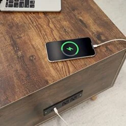 Coffee Table With Storage, Rustic Coffee Table, Wood Lift Top Coffee Table With Charging Station Sofa Table With Metal Frame And And Adjustable Feet, Large Storage Space, Easy Assembly, Rustic Brown -Songmics Furniture Shop 51LxiIxRlcL