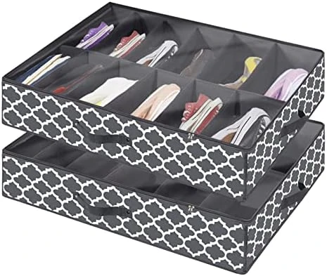 Under Bed Shoe Storage Organizer,Closet Shoes Storage Boxes Bin Container (2 Pack Fits 24 Pairs) With Clear Cover And Reinforced Handle For Sneakers,Clothes, Toys, Gray With Printing 6 Under Bed Shoe Storage Organizer,Closet Shoes Storage Boxes Bin Container (2 Pack Fits 24 Pairs) With Clear Cover And Reinforced Handle For Sneakers,Clothes, Toys, Gray With Printing - Image 6