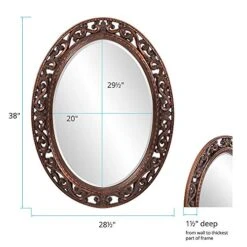 Howard Elliott Suzanne Oval Hanging Wall Mirror, Ornate Scroll Pattern Resin Frame, Antique Gold Leaf, 27 X 37 Inch -Songmics Furniture Shop 51M2rNufTPL