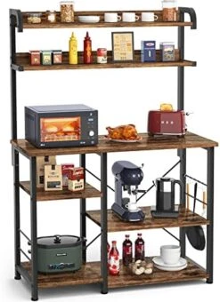 Topfurny Baker's Rack With Power Outlet, Coffee Station, Microwave Oven Stand, Kitchen Shelf, Microwave Cart, 7-Tier Microwave Stand Or Coffee Bar Table Organizer, For Spice, Pots And Pans Organizer -Songmics Furniture Shop 51M305E R L. AC