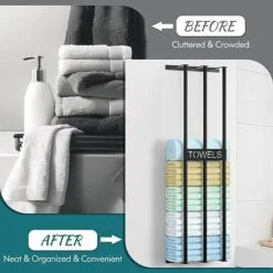 Towel Racks For Bathroom Wall Mounted, 3 Bar Towel Storage For Small Bathroom, 31.5in Bath Towel Holder For Rolled Towels, Metal Towel Organizer For Folded Large Towel Washcloths, Black -Songmics Furniture Shop 51M3aZIWKsL